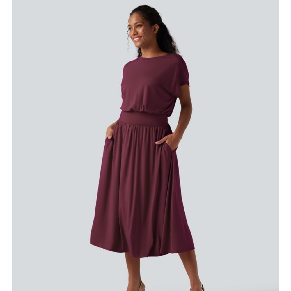 HALARA Batwing Midi Dress, Women’s S, NWT, Color is Zinfandel